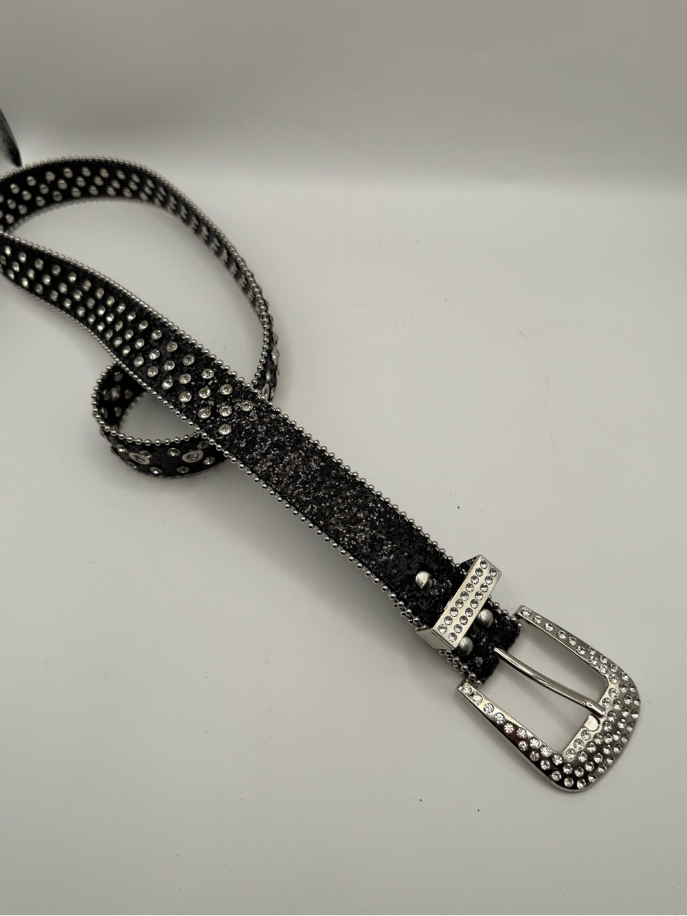 Black Rhinestone Glitter Western Belt Y2K Bling Studded NEW